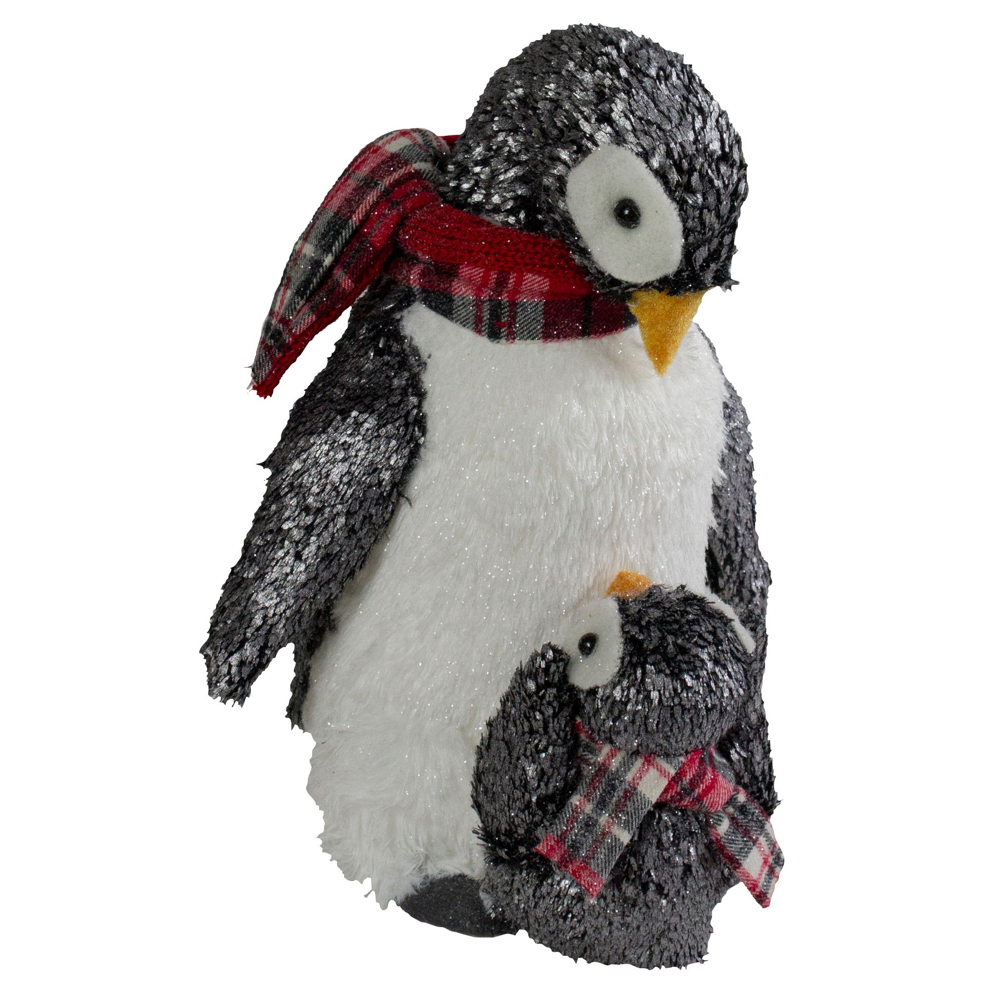 Northlight 12&quot; Plush Mother Penguin and Chick Christmas Figure