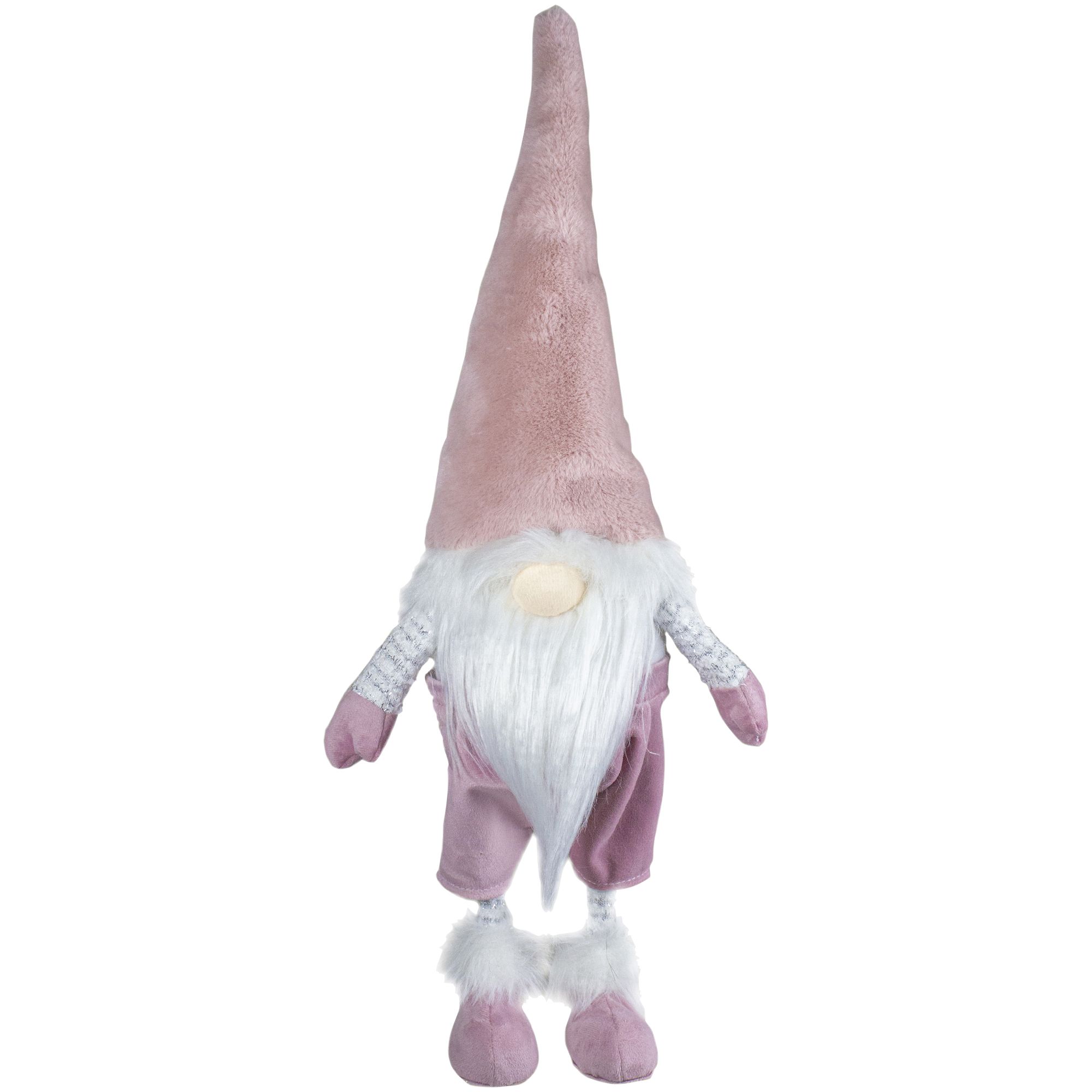 Northlight 20&quot; Bouncy Gnome Standing Figure Christmas Decoration - White and Pink