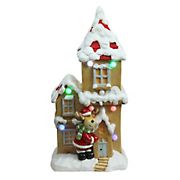 Northlight 21.25&quot; Pre-Lit LED House with Reindeer Santa Musical Christmas Tabletop Decor - White and Brown