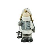 Northlight 18&quot; Snowy Woodlands Little Girl Holding Tea Light Lantern Christmas Figurine