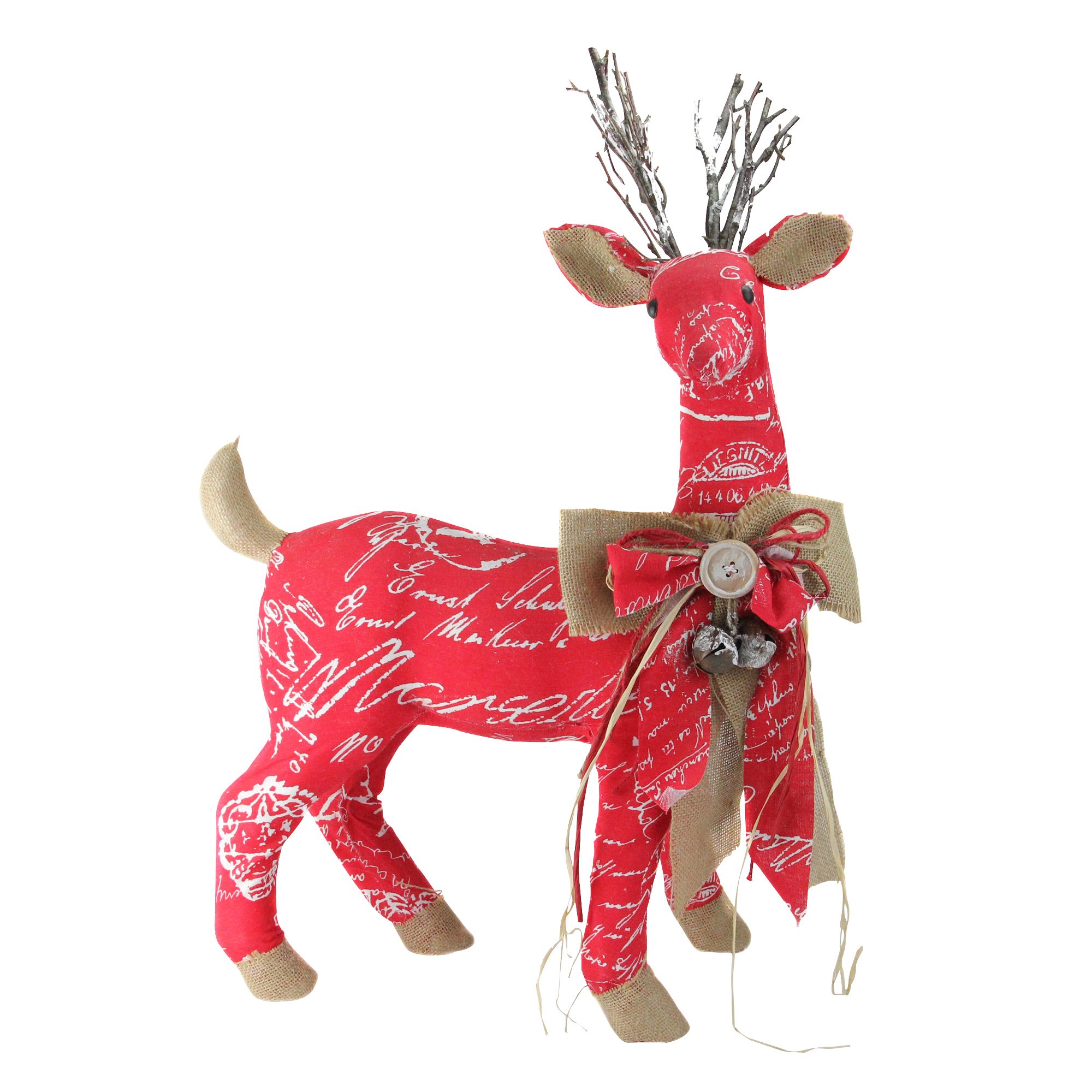 Northlight 24&quot; Reindeer with Bow Christmas Decoration - Red and Brown