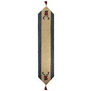 Northlight 80&quot; Burlap and Plaid Reindeer Christmas Table Runner - Blue and Brown