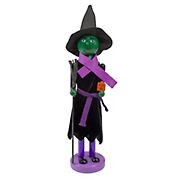 Northlight 14&quot;  Witch Jack-O-Lantern Halloween Nutcracker with Broom - Black and Green