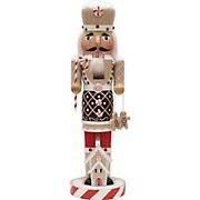 Northlight 14&quot;  Wooden Christmas Nutcracker Chef with Gingerbread House - Beige and Red