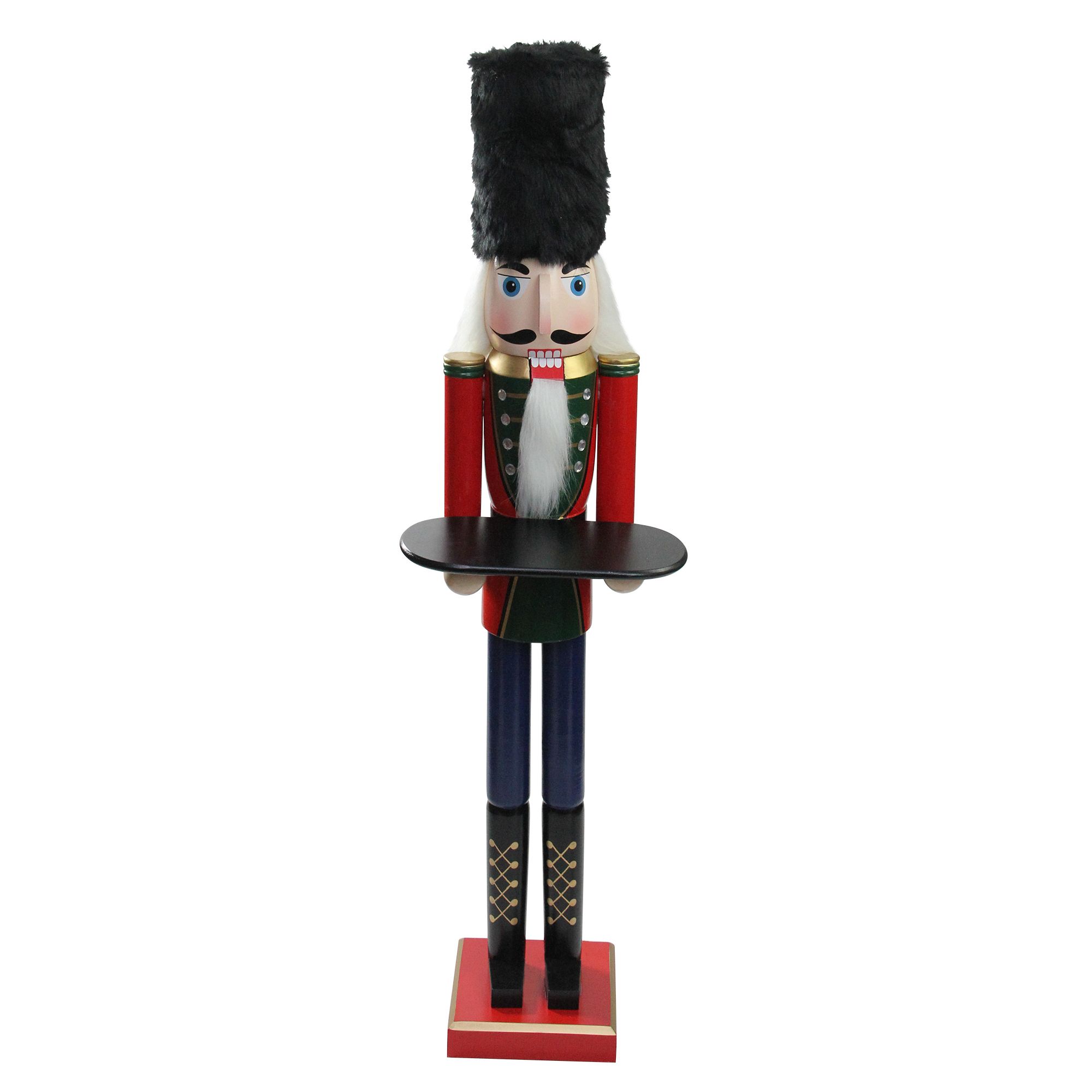 Northlight 48.25&quot; Christmas Butler Nutcracker with Tray - Red and Black