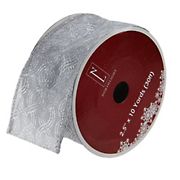Northlight 2.5&quot; x 120 Yards Glittering Swirl Wired Christmas Craft Ribbons  - Silver