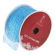 Northlight 2.5&quot; x 10 Yards Glittering  Wired Christmas Craft Ribbon Spools, 12 pk. - Blue