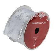 Northlight 2.5&quot; x 120 Yards Total Pearl Glitter Trees Wired Christmas Craft Ribbon Spools, 12 pk.  - White and Silver