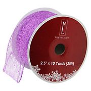 Northlight 2.5&quot; x 120 Yards Glittering Christmas Wired Craft Ribbons, 12 pk. - Purple