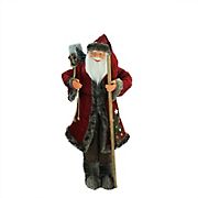Northlight 48&quot; Standing Santa Claus Christmas Figurine with Walking Stick - Red and Brown