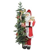 Northlight 50&quot; Musical Standing Santa Claus Figure with Lighted Christmas Tree and Teddy Bear