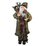 Northlight 51&quot; Standing Santa Claus with Gift Bag Christmas Figurine -  Olive Green and Burgundy Red