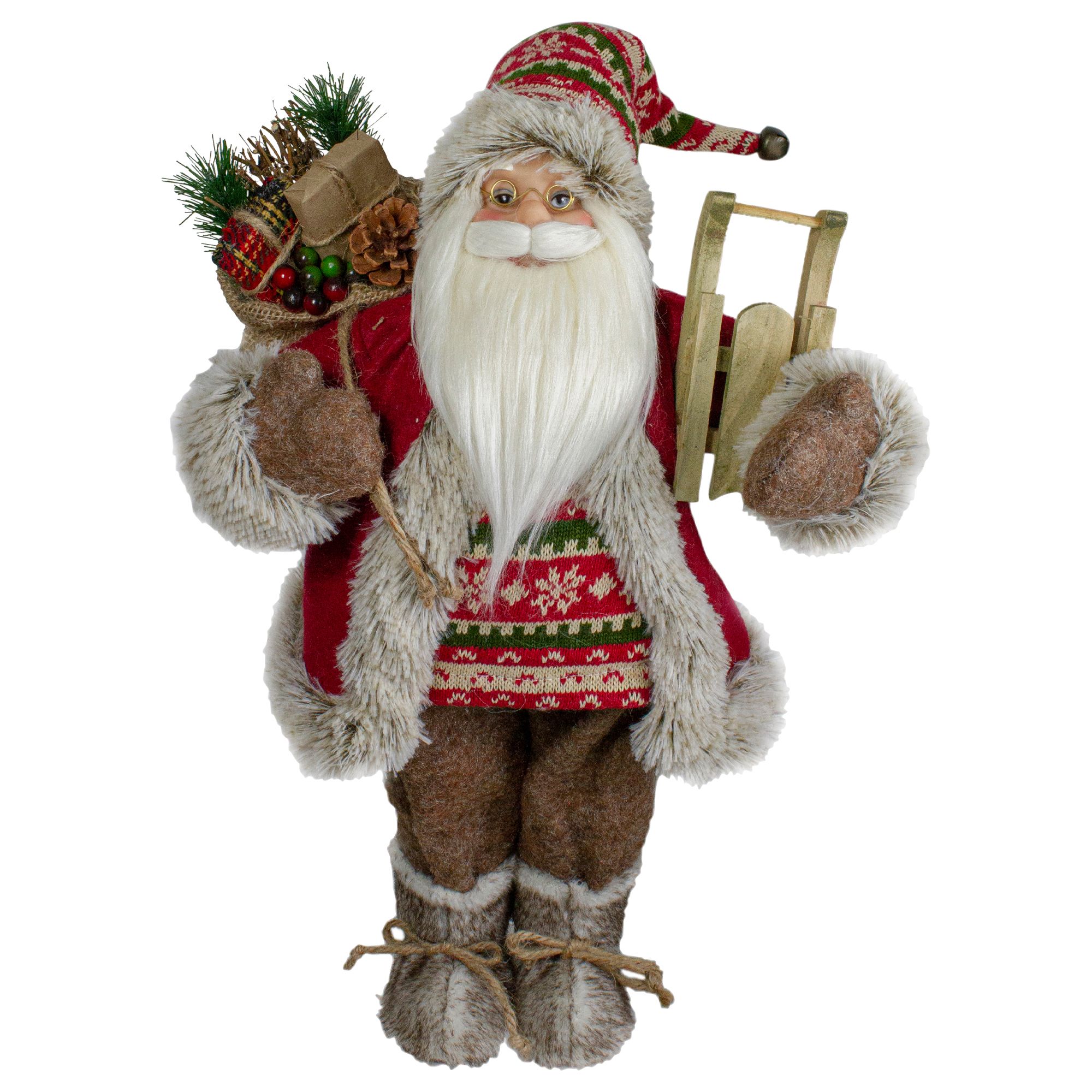Northlight 18&quot; Nordic Santa Christmas Figure with Sled