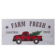 Northlight 16&quot; Farm Fresh Buffalo Plaid Farm Truck Wooden Christmas Sign - Black and Red