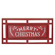 Northlight 24&quot; Merry Christmas Rectangular Carved Wooden Wall Sign - Red and White