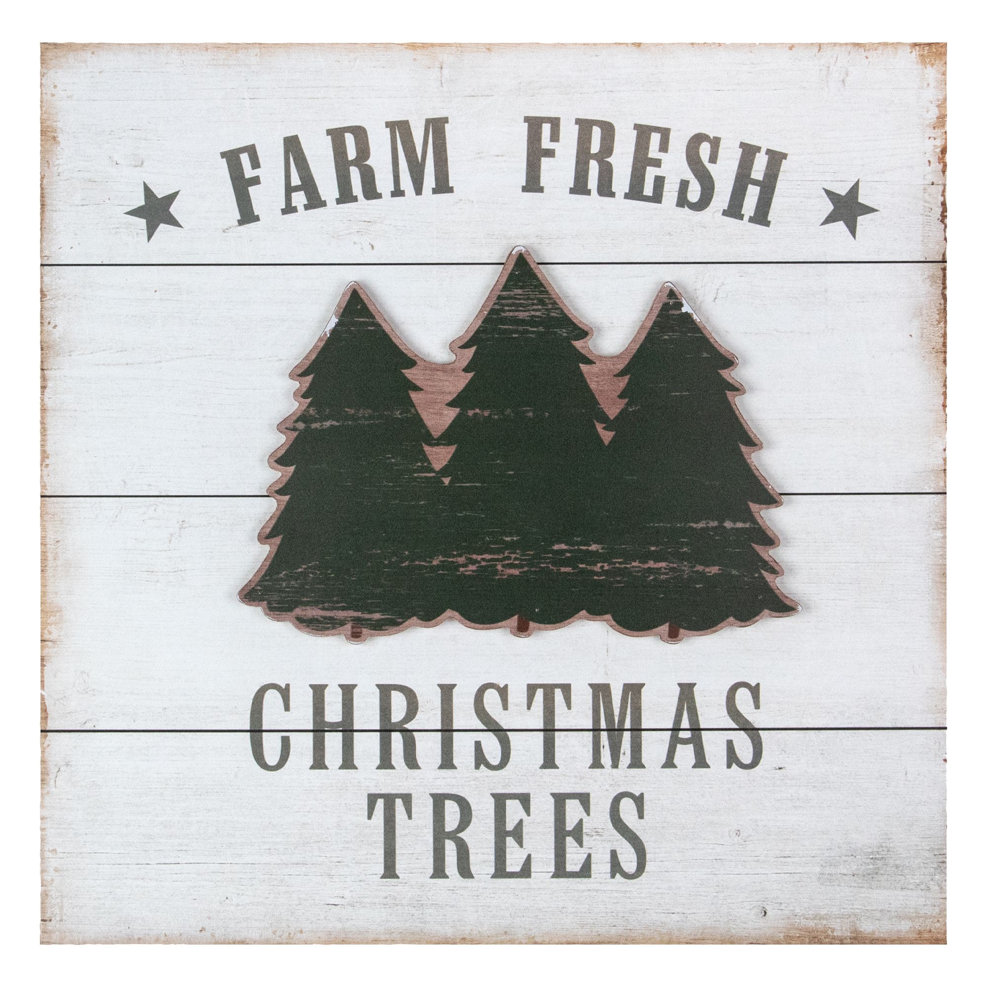 Northlight 16&quot; Washed Farm Fresh Christmas Trees Wooden Wall Sign - White
