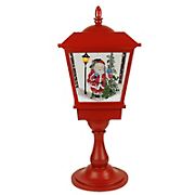 Northlight 25.25&quot; Lighted Musical Santa Claus Snowing Table Top Christmas Street Lamp - Red
