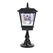 Northlight 25.25&quot; Lighted Musical Snowman Snowing Black Table Top Christmas Street Lamp
