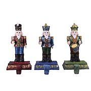 Northlight 3-Pc. 7.75&quot; Glittered Nutcracker Stocking Holders - Blue, Red and Green