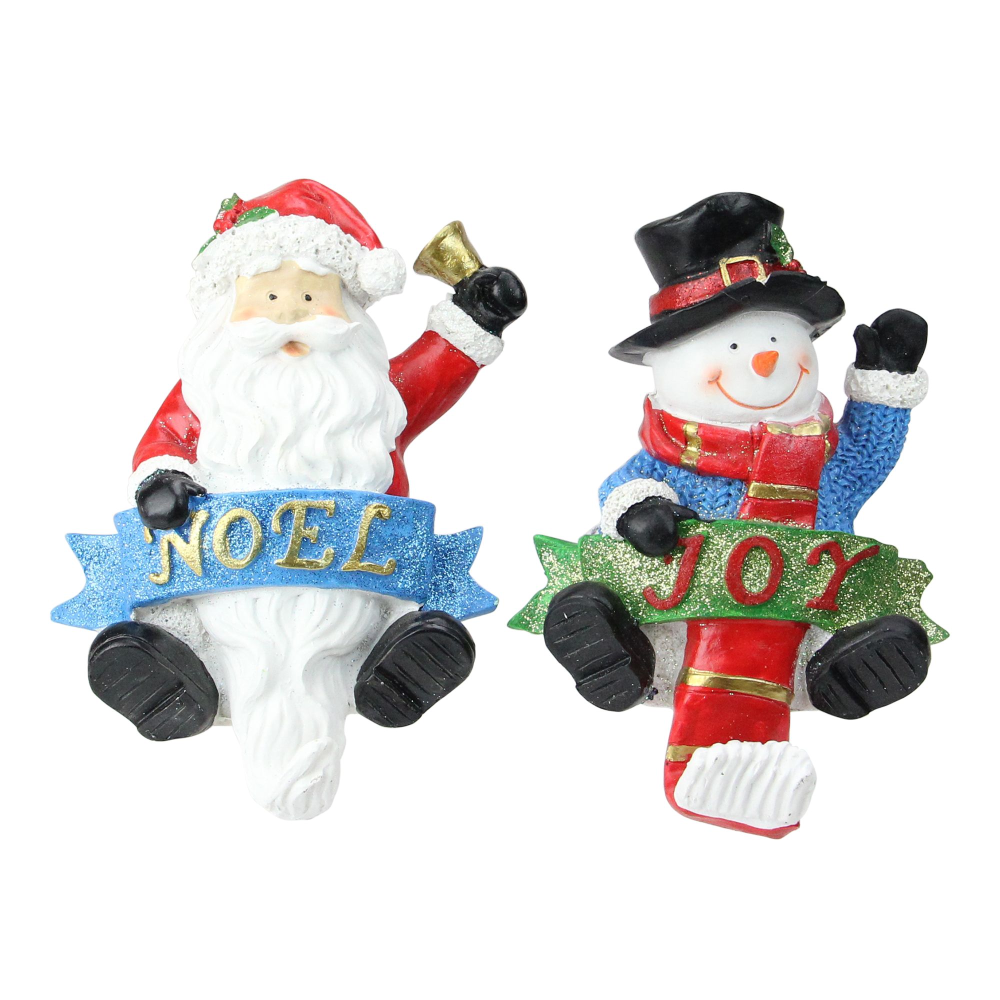 Northlight 2-Pc. 6.25&quot; Santa and Snowman Glittered Christmas Stocking Holders
