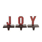 Northlight 3-Pc. 6&quot; Buffalo Plaid &quot;JOY&quot; Christmas Stocking Holder - Red and Black