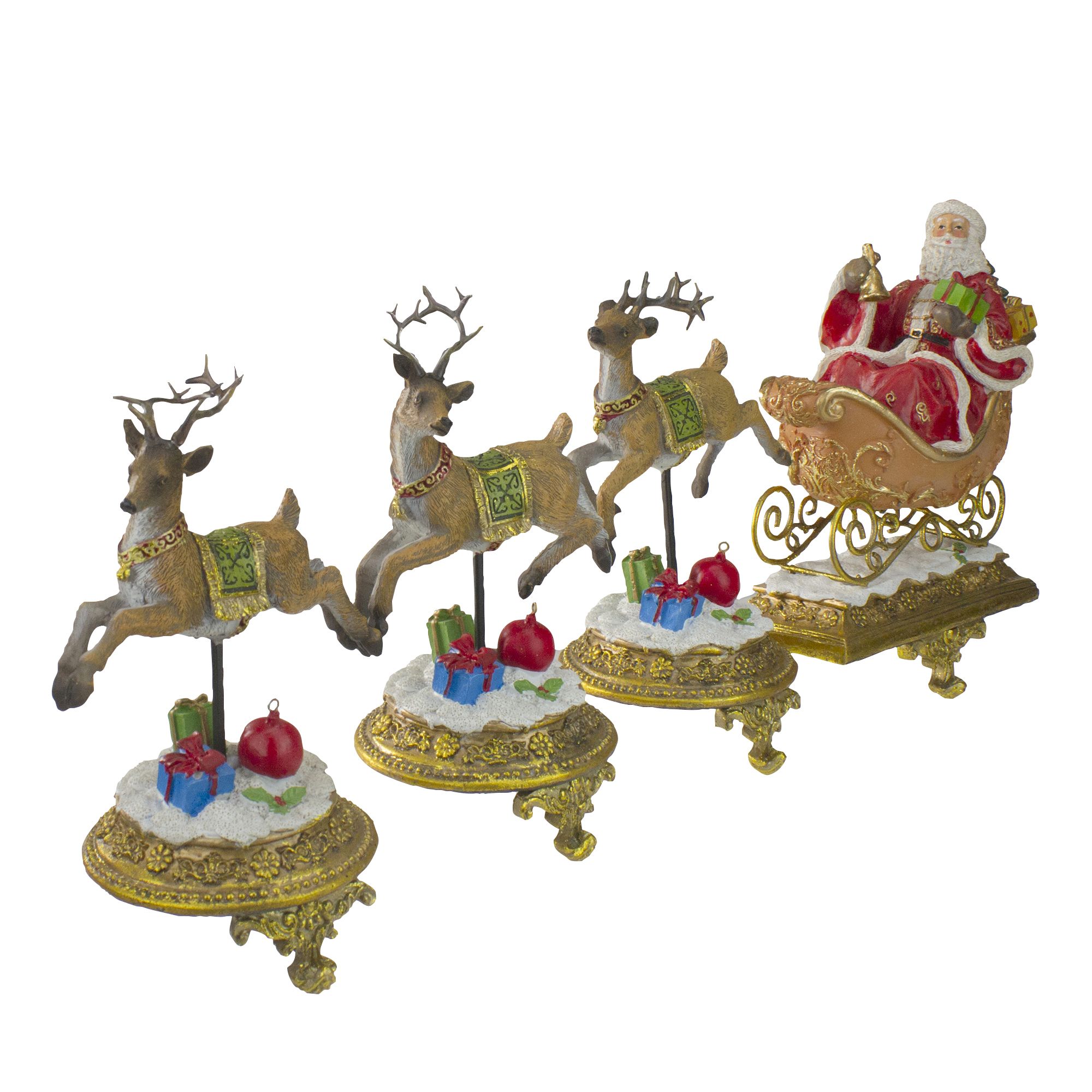 Northlight 4-Pc. 9.5&quot; Santa and Reindeer Christmas Stocking Holders