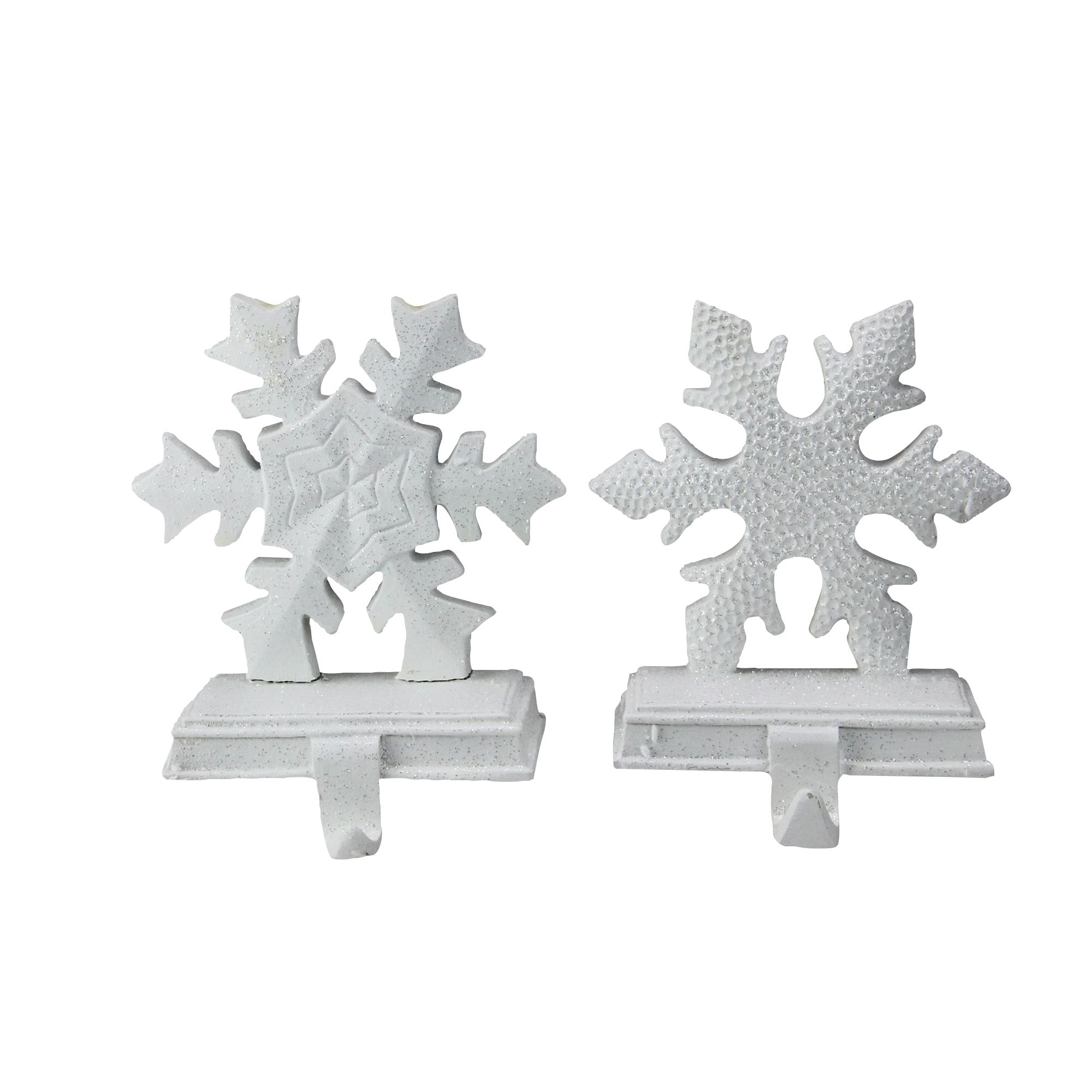 Northlight 2-Pc. 9.5&quot; Glittered Snowflake Christmas Stocking Holder - White
