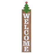 Northlight 31.5&quot; Christmas Tree and Red Star Tall Wooden Welcome Sign - Green