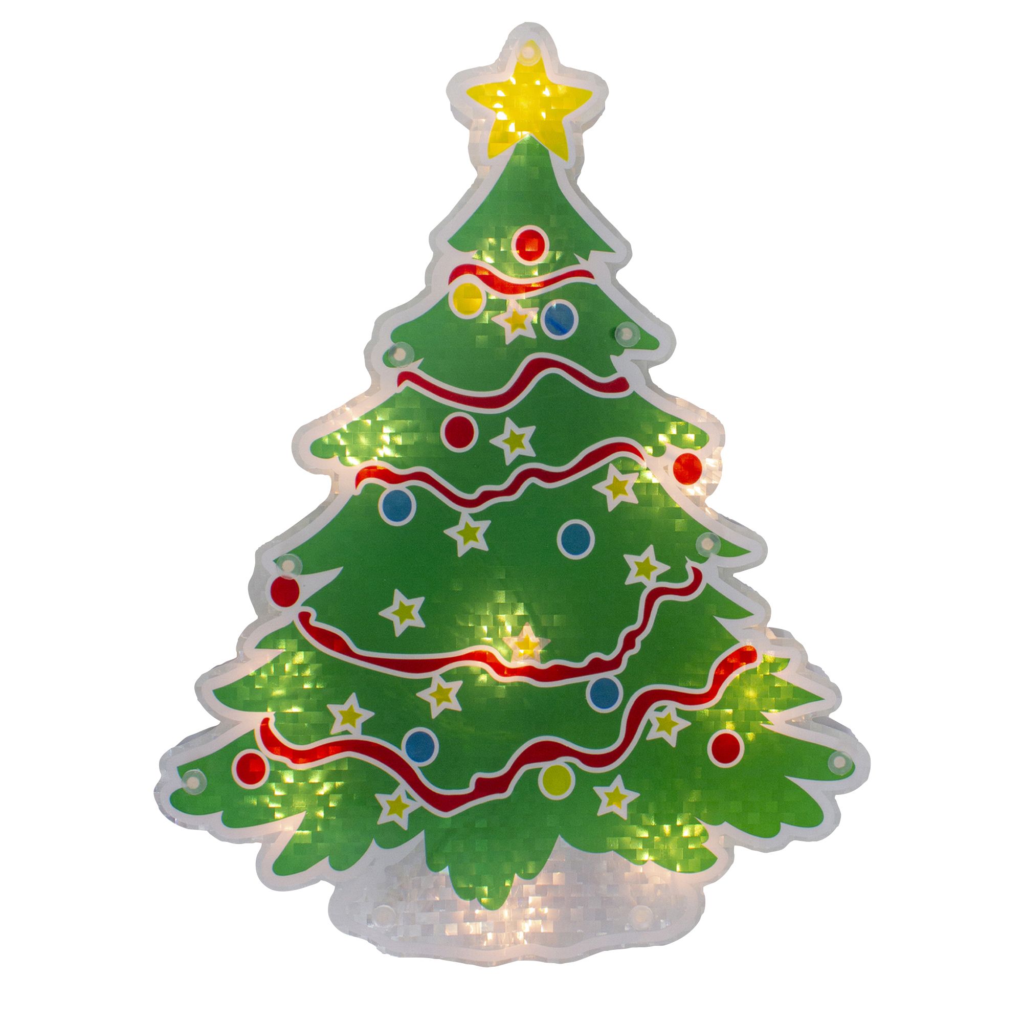 Northlight 12.5&quot; Lighted Holographic Christmas Tree Window Silhouette Decor