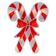 Northlight 12&quot; Lighted Holographic Candy Cane Christmas Window Silhouette Decor - Red and White