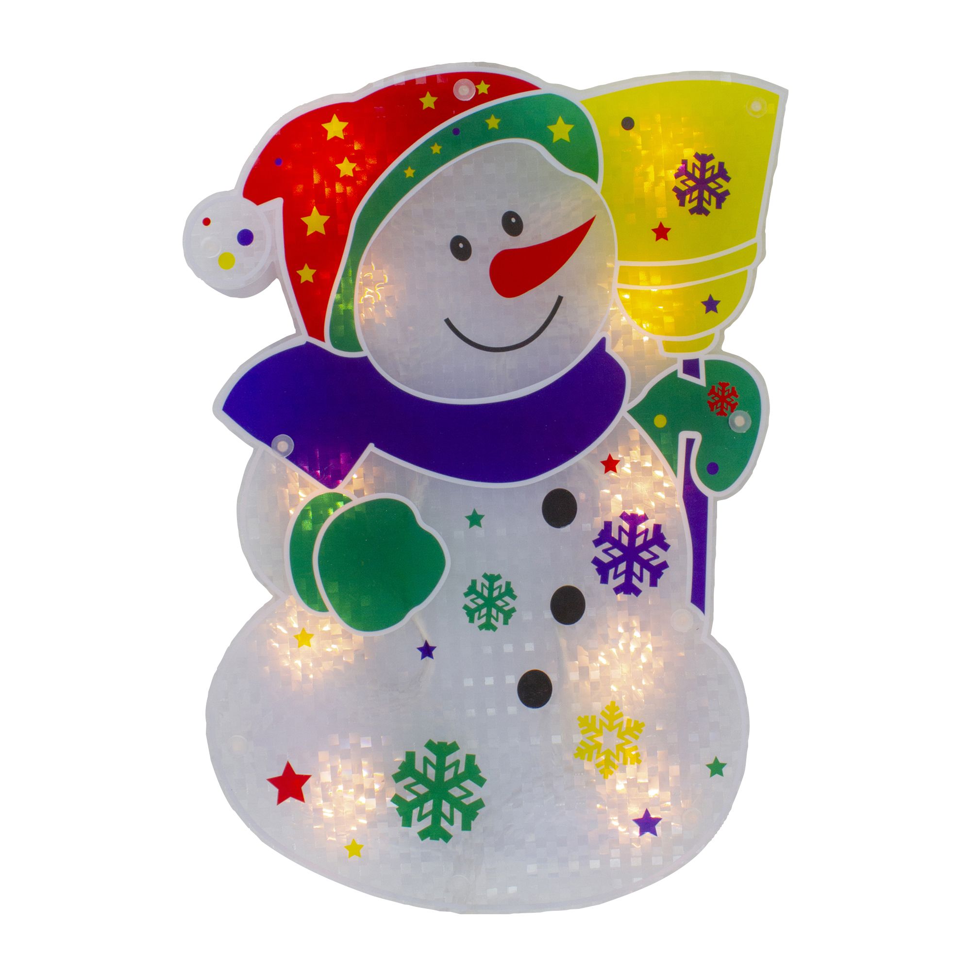 Northlight 12.5&quot; Lighted Snowman Christmas Window Silhouette Decor - White