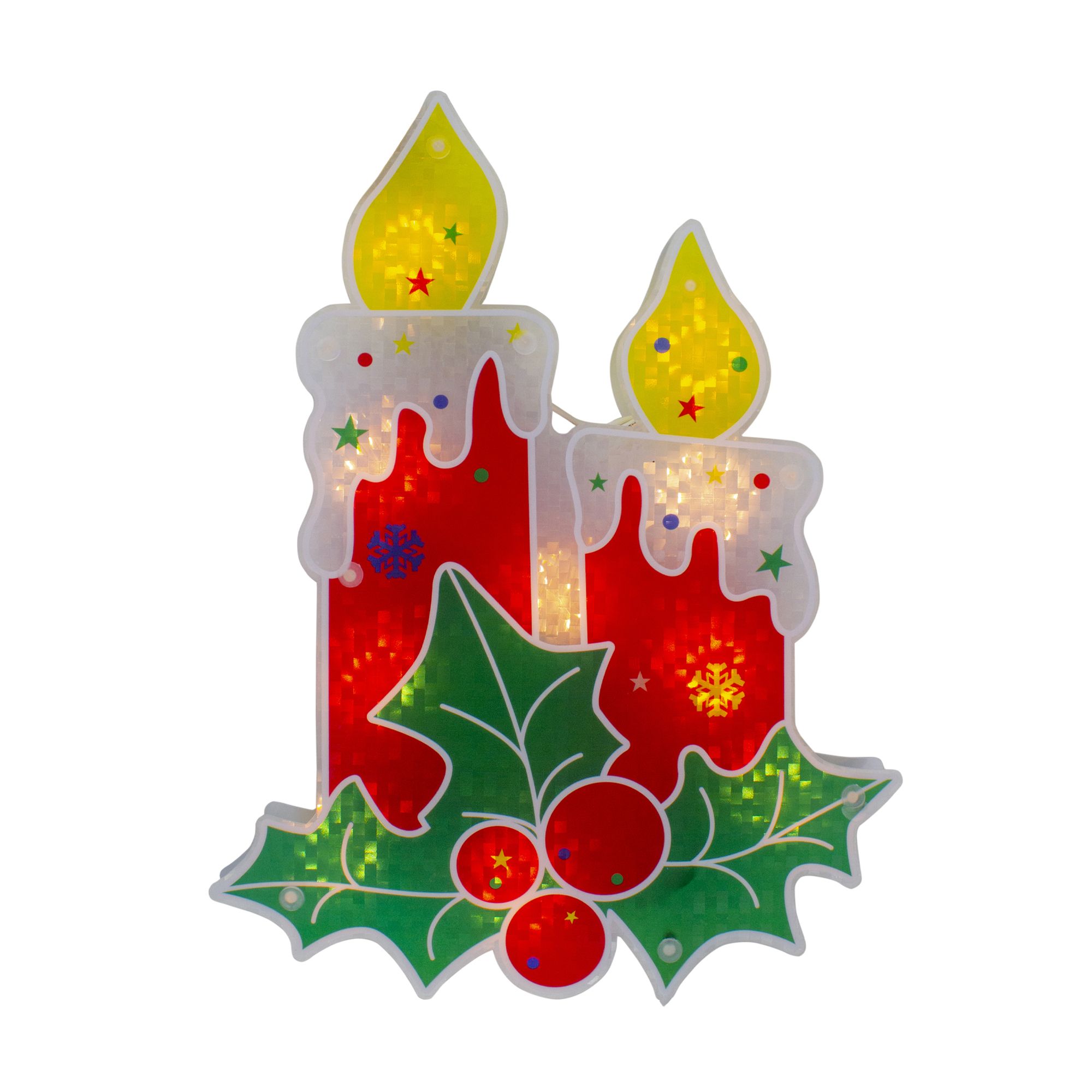 Northlight 12&quot; Lighted Berry Candle Christmas Window Silhouette Decoration - Red