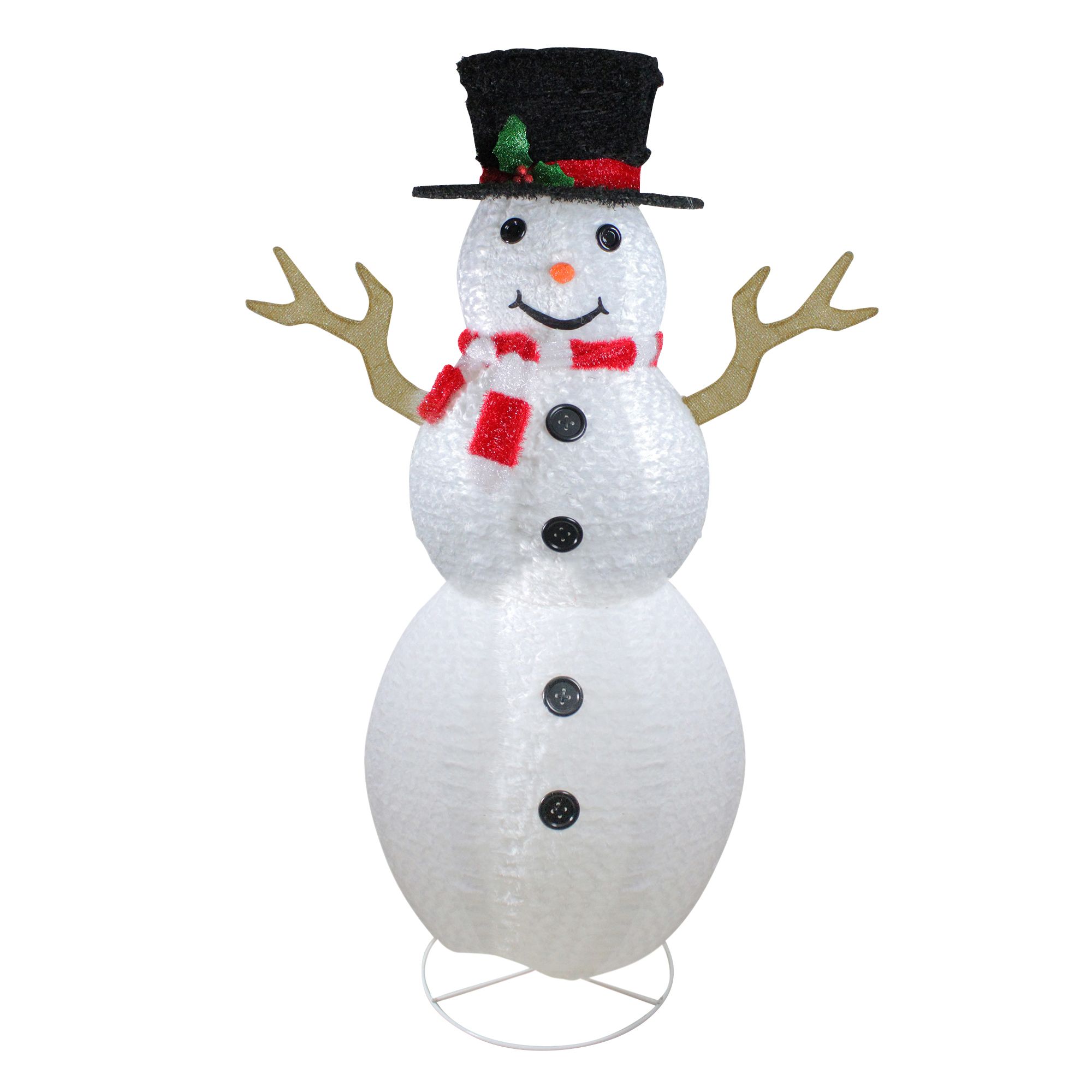 Northlight 6' Pre-Lit Chenille Swirl Large Snowman with Top Hat Christmas Outdoor Decoration