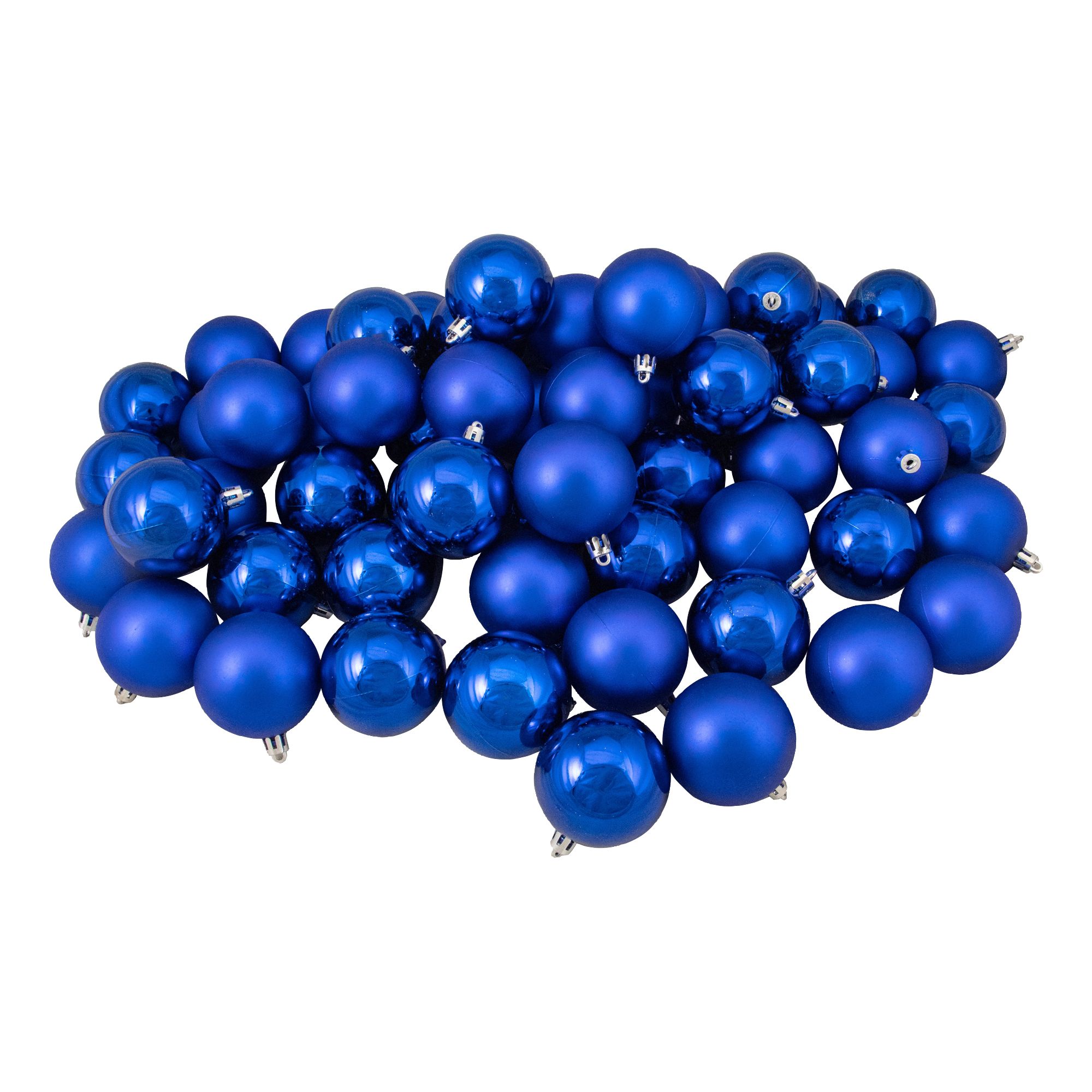 Northlight 2.5&quot; Shatterproof 2-Finish Christmas Ball Ornaments, 60 ct. - Sapphire Blue