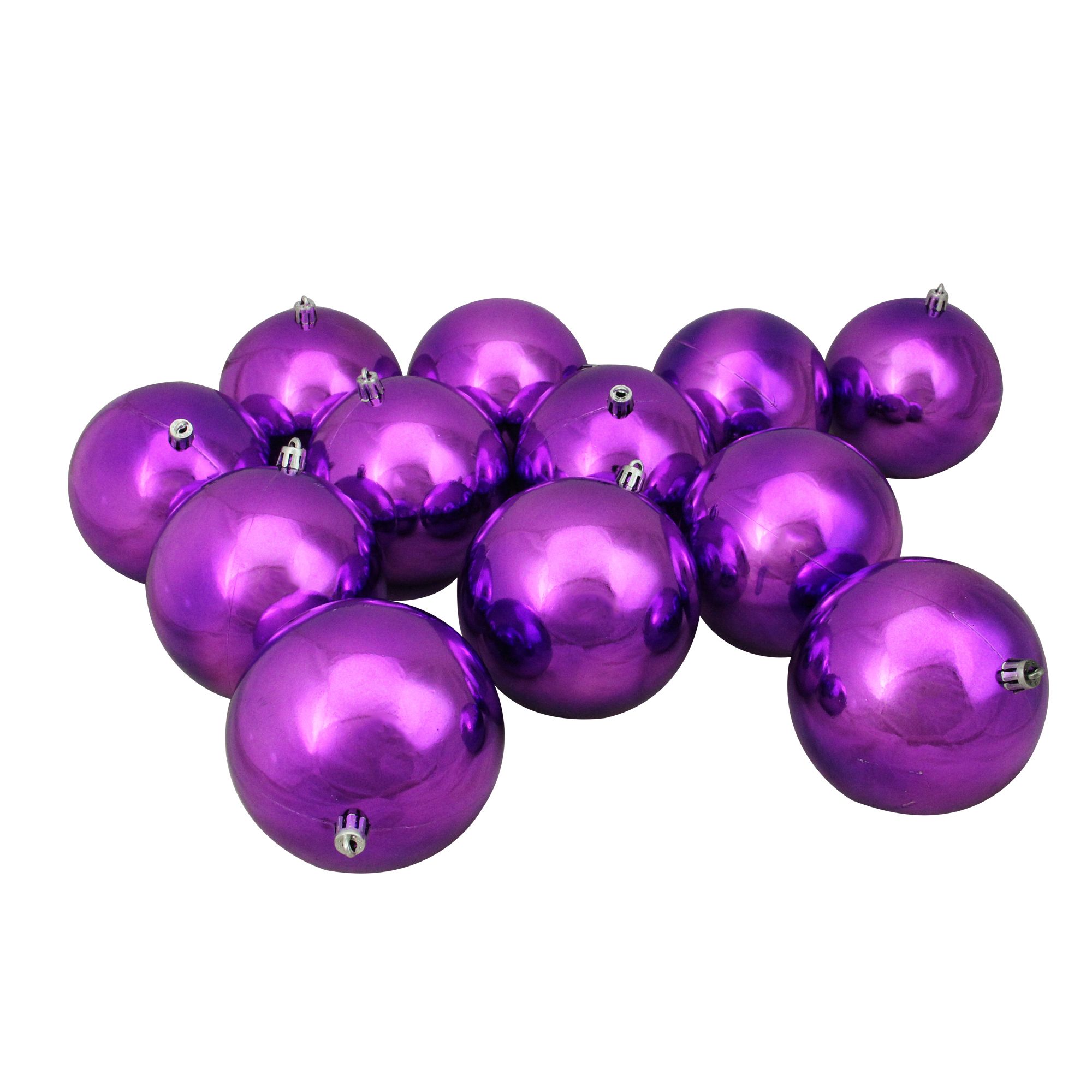 Northlight 4&quot; Shatterproof Shiny Christmas Ball Ornaments, 12 ct. - Purple