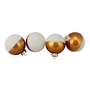Northlight 3.25&quot; Shiny Glass Christmas Ball Ornaments, 4 ct. - White and Gold