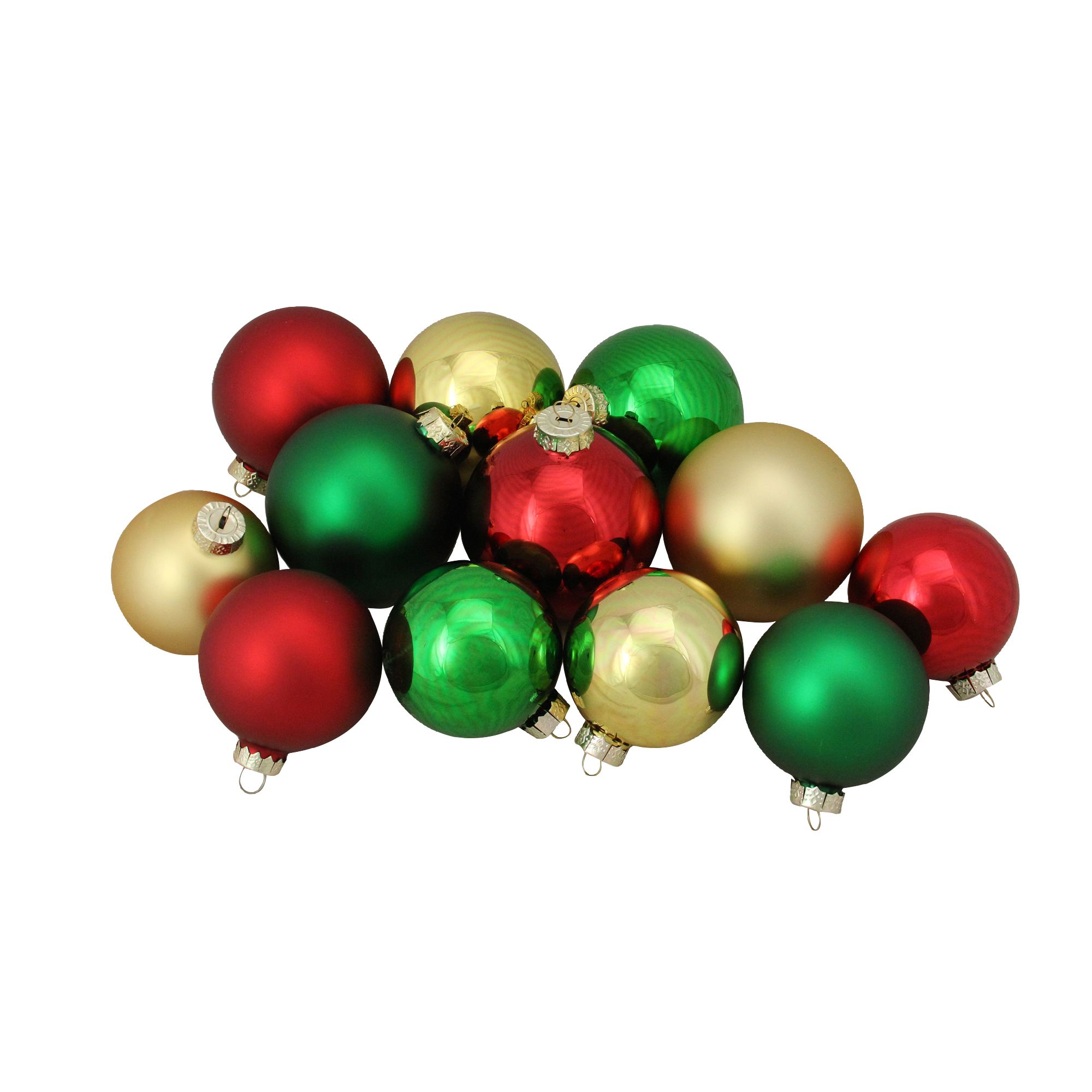 Northlight 4&quot; 2-Finish Glass Christmas Ball Ornaments, 72 ct. - Red and Gold