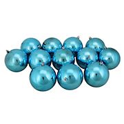 Northlight  4&quot; Shatterproof Shiny Christmas Ball Ornaments, 12 ct. - Turquoise Blue
