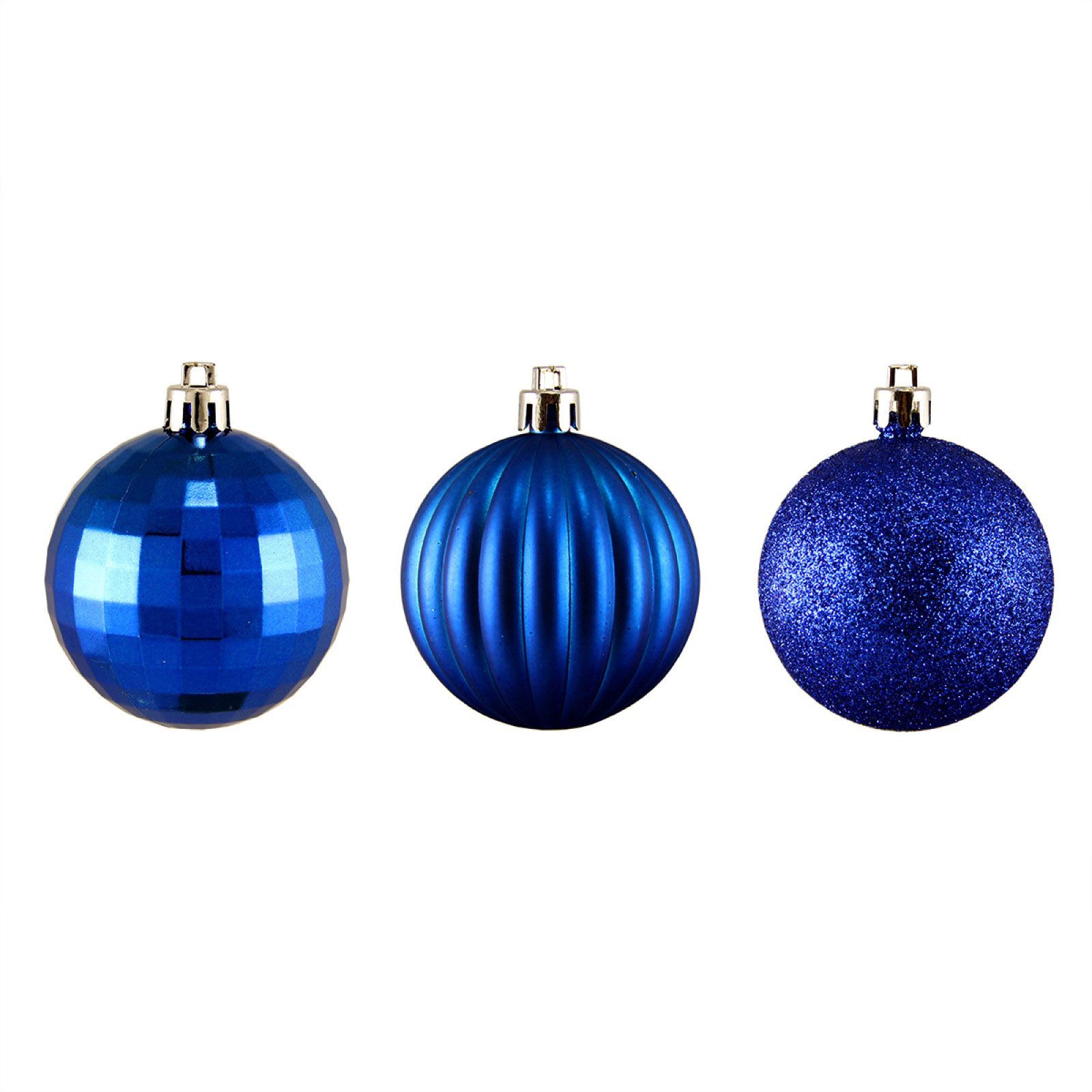 Northlight 2.5&quot; Shatterproof 3-Finish Christmas Ball Ornaments, 100 ct. - Lavish Blue