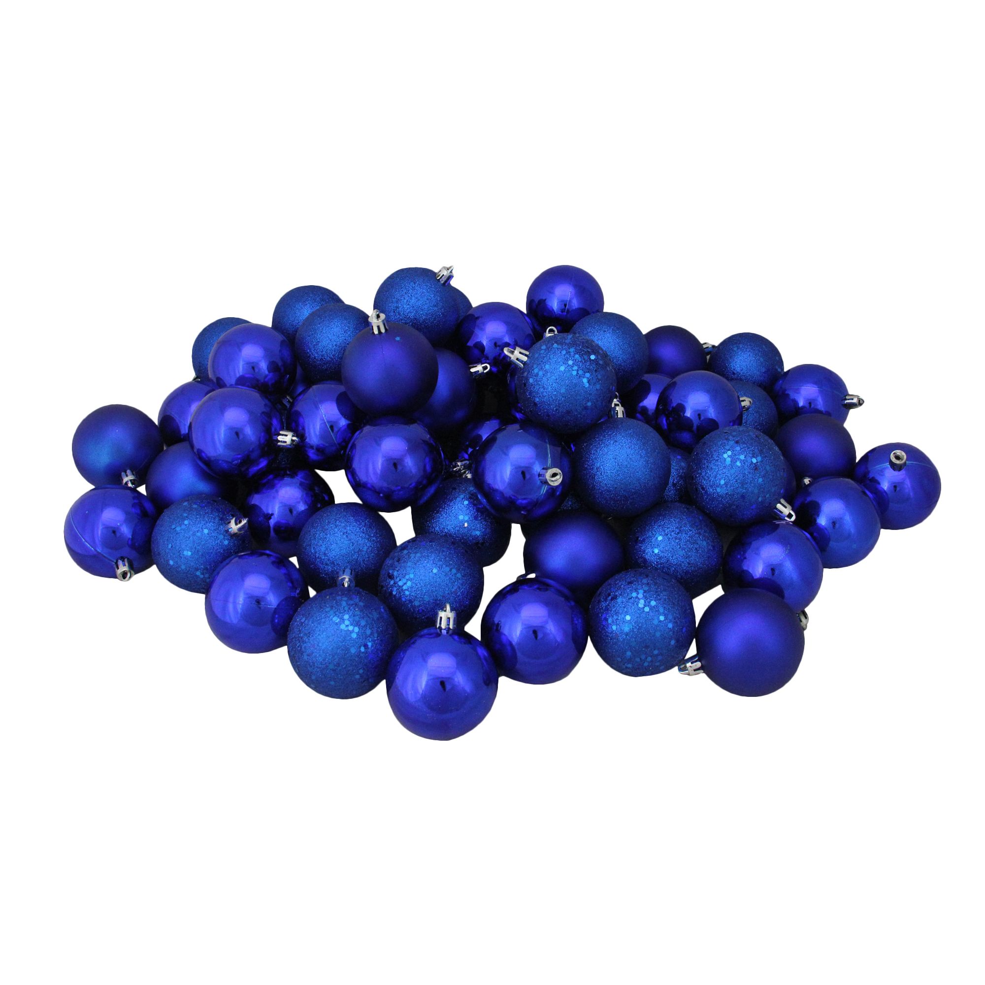 Northlight 2.5&quot; Shatterproof 4-Finish Christmas Ball Ornaments, 60 ct. - Blue