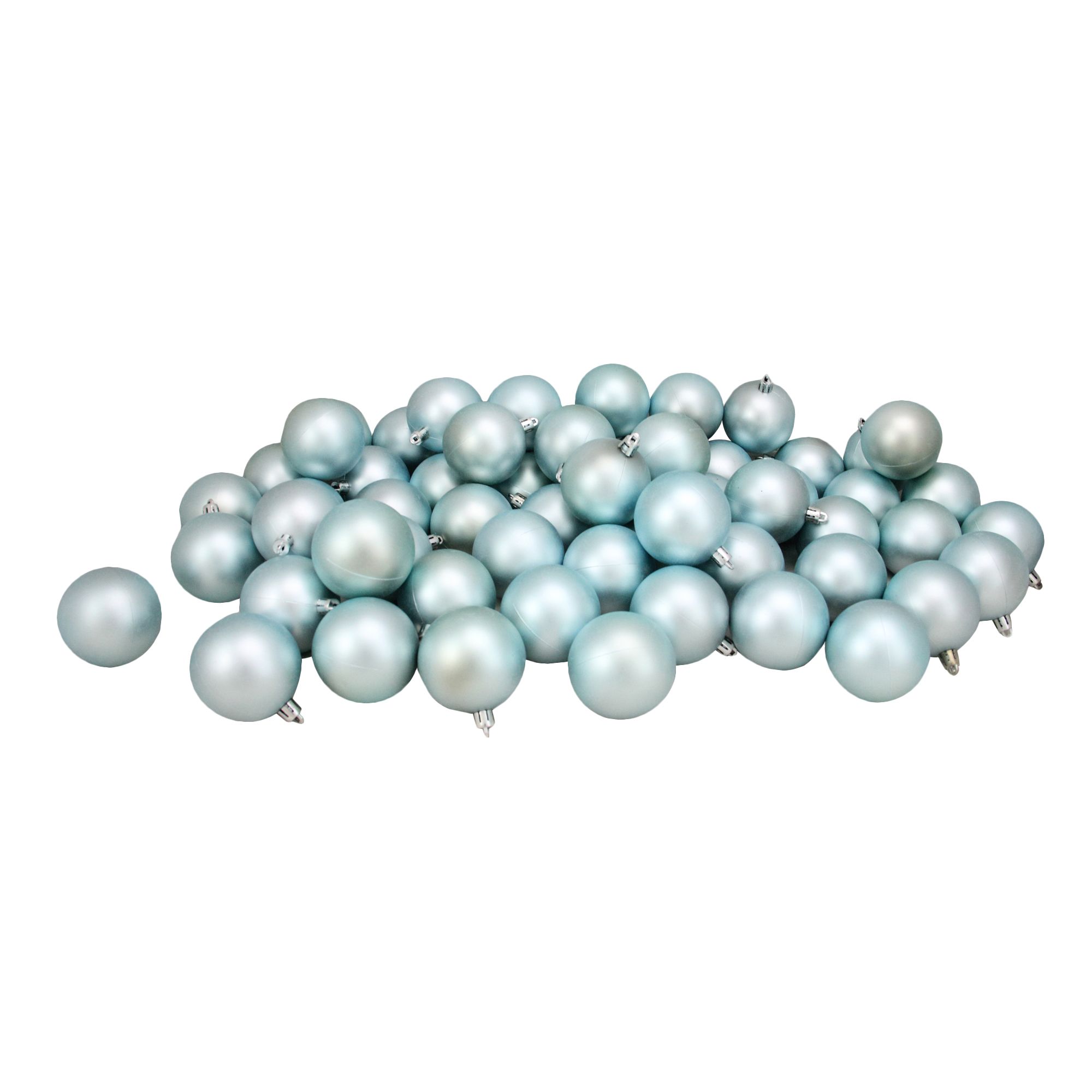 Northlight 2.5&quot; Shatterproof Matte Finish Christmas Ball Ornaments, 60 ct. - Baby Blue