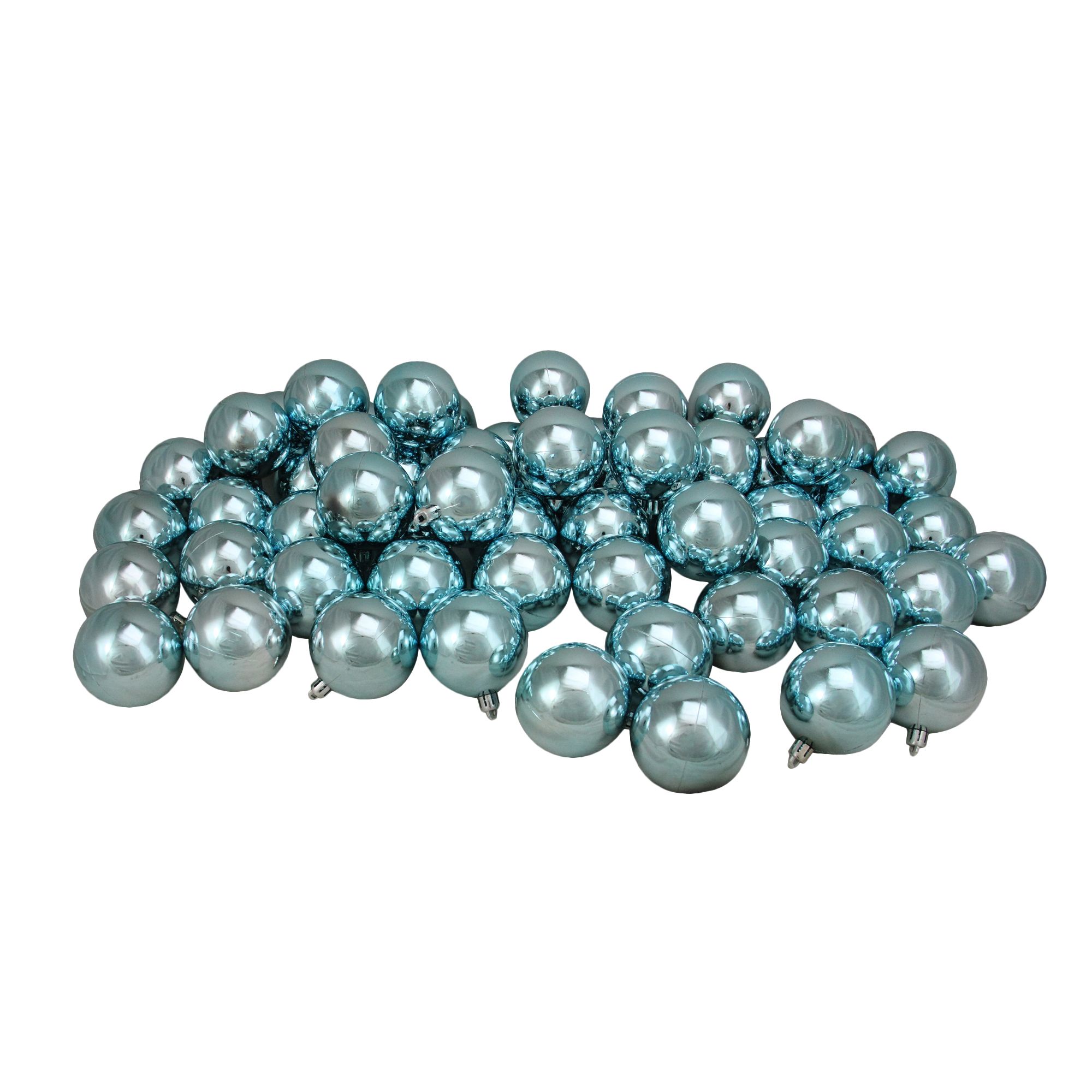 Northlight 2.5&quot; Shatterproof Shiny Christmas Ball Ornaments, 60 ct. - Mermaid Blue
