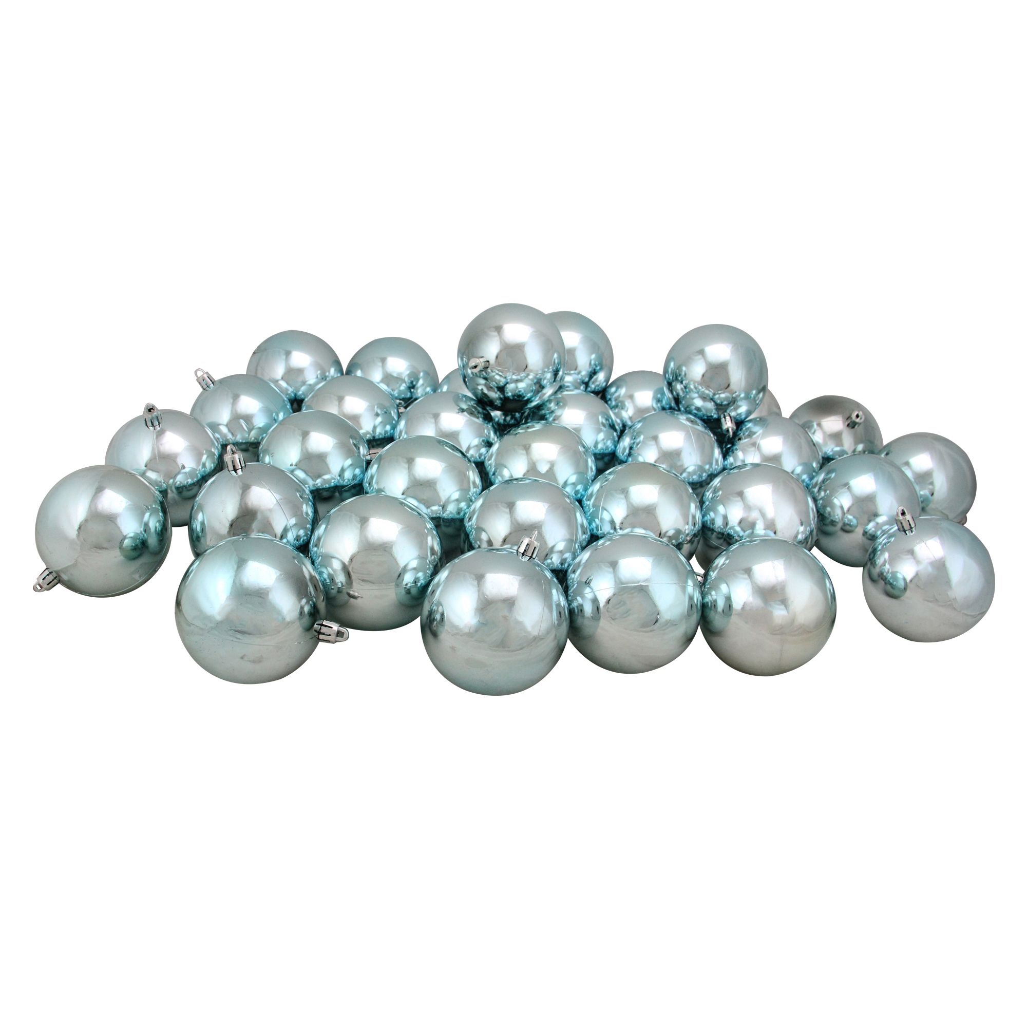 Northlight 3.25&quot; Shatterproof Shiny Christmas Ball Ornaments, 32 ct. - Mermaid Blue