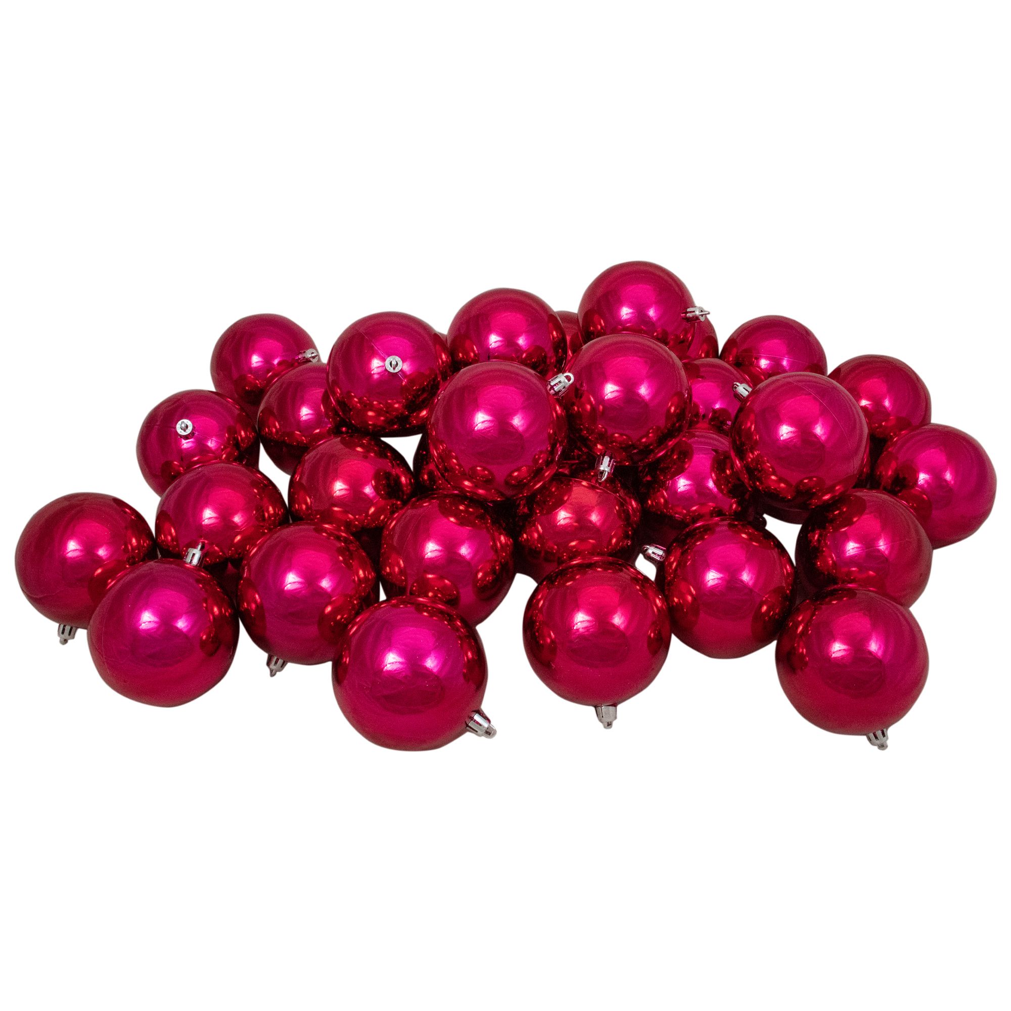 Northlight 3.25&quot; Shatterproof Shiny Christmas Ball Ornaments, 32 ct. - Magenta Pink