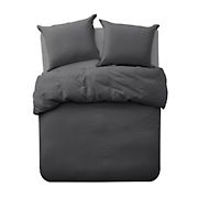 Swift Home Cozy and Soft Lush Washed Crinkle Duvet Twin/Twin XL Cover Set - Charcoal Gray