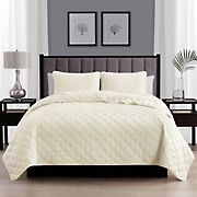 Swift Home Diamond Stitch Quilt Ivory Bedspread Coverlet Set - Twin/Twin XL