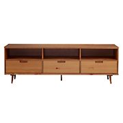 W. Trends 70&quot; Ivy 3 Drawer Solid Wood TV Stand for TVs up to 80&quot; - Caramel