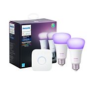 Philips Hue White and Color Ambiance A19 LED Smart Bulbs with Hue Bridge Starter Kit