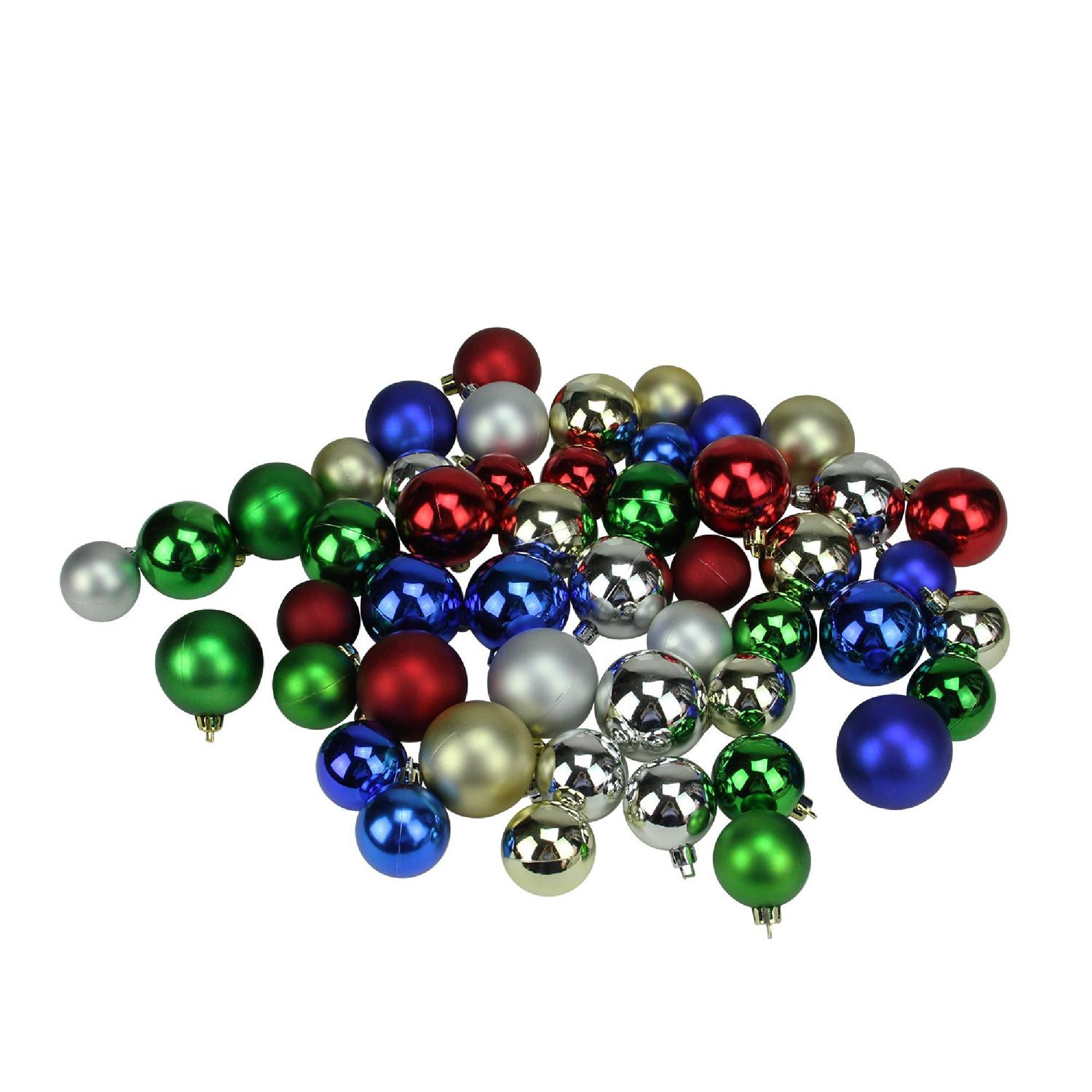 Northlight Shatterproof 2-Finish 2&quot; Christmas Ball Ornaments, 50 ct. - Multi-Color