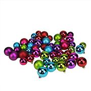 Northlight Shatterproof 2-Finish 2&quot; Christmas Ball Ornaments, 50 ct. - Purple and Green